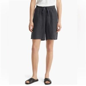 Eileen Fisher Organic Linen Bermuda Shorts Charcoal XL